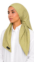 Carré Popeline coton à pois – Vert olive